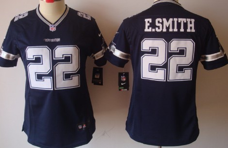 Nike Dallas Cowboys #22 Emmitt Smith Blue Limited Womens Stitched Jersey