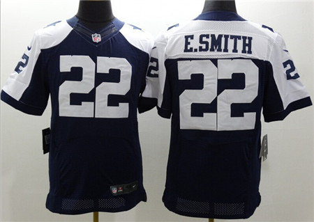 Nike Dallas Cowboys #22 Emmitt Smith Blue Thanksgiving Elite Stitched Jersey