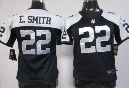 Nike Dallas Cowboys #22 Emmitt Smith Blue Thanksgiving Game Kids Stitched Jersey