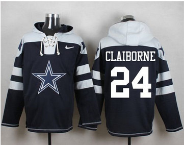 Nike Dallas Cowboys #24 Morris Claiborne Navy Blue Player Pullover NFL Hoodie