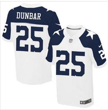 Nike Dallas Cowboys #25 Lance Dunbar White Thanksgiving Throwback Men's Stitched NFL Elite Jersey