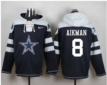 Nike Dallas Cowboys #8 Troy Aikman Navy Blue Player Pullover NFL Hoodie