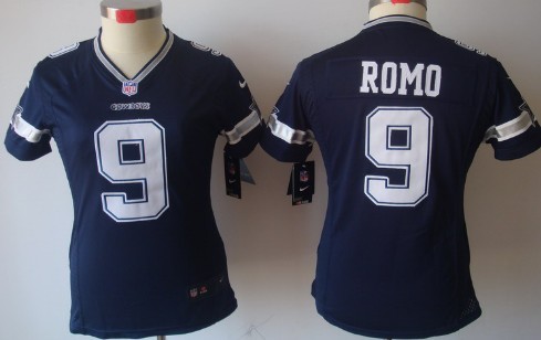 Nike Dallas Cowboys #9 Tony Romo Blue Limited Womens Stitched Jersey