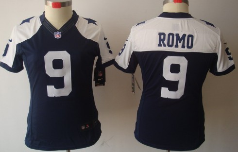 Nike Dallas Cowboys #9 Tony Romo Blue Thanksgiving Limited Womens Stitched Jersey