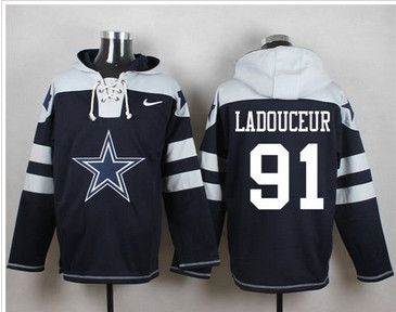 Nike Dallas Cowboys #91 L. P. Ladouceur Navy Blue Player Pullover NFL Hoodie