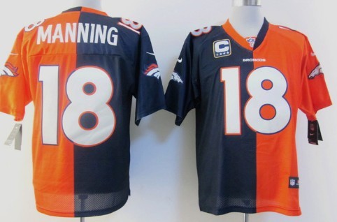 Nike Denver Broncos #18 Peyton Manning Blue_Orange Two Tone Elite Jersey 