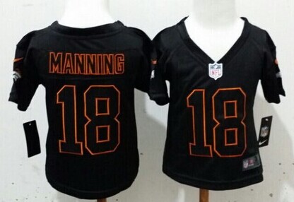 Nike Denver Broncos #18 Peyton Manning Lights Out Black Toddlers Jersey