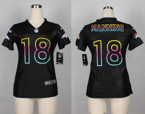 Nike Denver Broncos #18 Peyton Manning Pro Line Black Fashion Womens Jersey