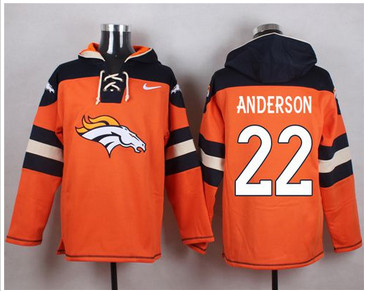Nike Denver Broncos #22 C.J. Anderson Orange Player Pullover NFL Hoodie