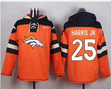 Nike Denver Broncos #25 Chris Harris Jr Orange Player Pullover NFL Hoodie
