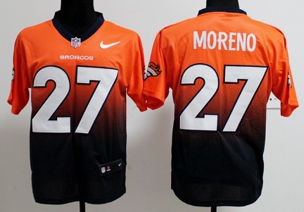 Nike Denver Broncos #27 Knowshon Moreno Orange_Blue Fadeaway Elite Jersey 