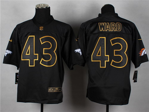 Nike Denver Broncos #43 T.J. Ward 2014 All Black_Gold Elite Jersey