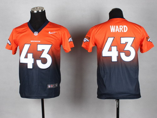 Nike Denver Broncos #43 T.J. Ward Orange_Navy Fadeaway Kids Jersey