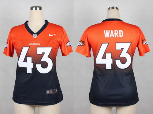 Nike Denver Broncos #43 T.J. Ward Orange_Navy Fadeaway Womens Jersey