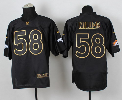 Nike Denver Broncos #58 Von Miller 2014 All Black_Gold Elite Jersey