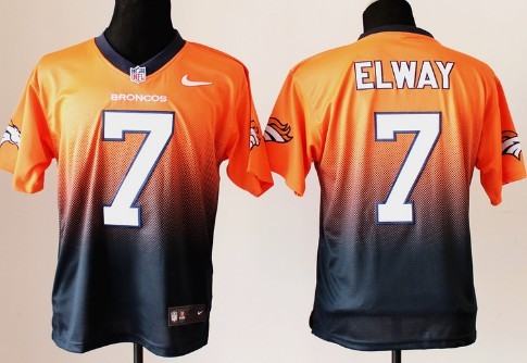 Nike Denver Broncos #7 John Elway Orange_Blue Fadeaway Elite Jersey