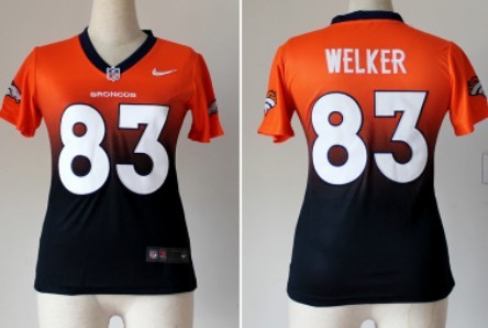 Nike Denver Broncos #83 Wes Welker Orange_Blue Fadeaway Womens Jersey 