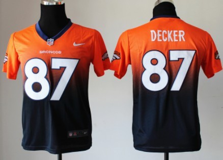 Nike Denver Broncos #87 Eric Decker Orange_Blue Fadeaway Kids Jersey 