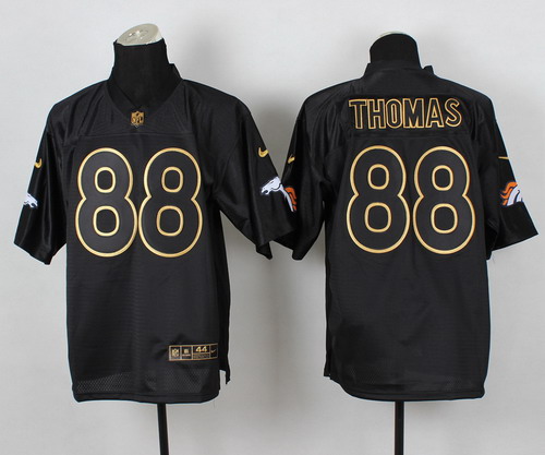 Nike Denver Broncos #88 Demaryius Thomas 2014 All Black_Gold Elite Jersey