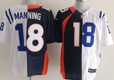 Nike Denver Broncos&Indianapolis Colts #18 Peyton Manning Blue_White Two Tone Elite Jersey