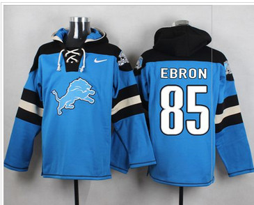 Nike Detroit Lions #85 Eric Ebron Blue Player Pullover NFL Hoodie
