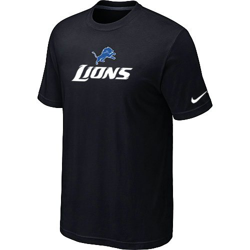 NEW Detroit Lions Authentic Logo T-Shirt Black