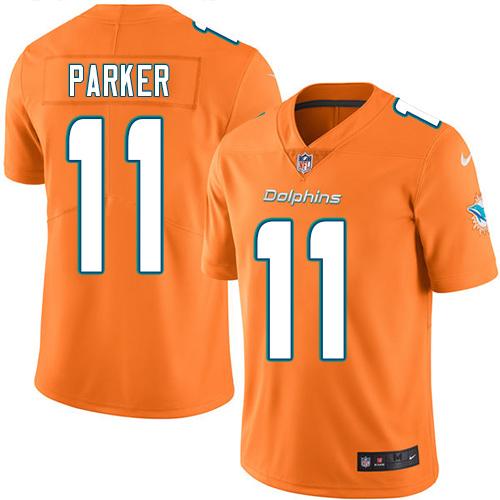 Nike Dolphins #11 DeVante Parker Orange Men's Stitched NFL Limited Rush Jersey