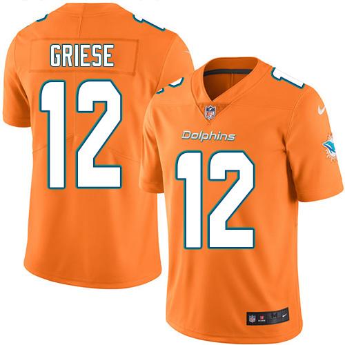 Nike Dolphins #12 Bob Griese Orange Men's Stitched NFL Limited Rush Jersey