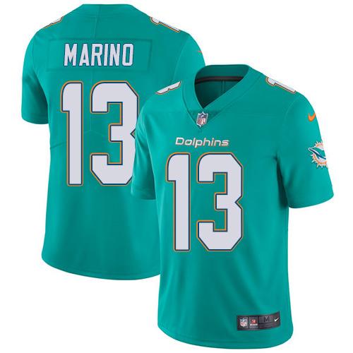 Nike Dolphins #13 Dan Marino Aqua Green Team Color Youth Stitched NFL Vapor Untouchable Limited Jersey