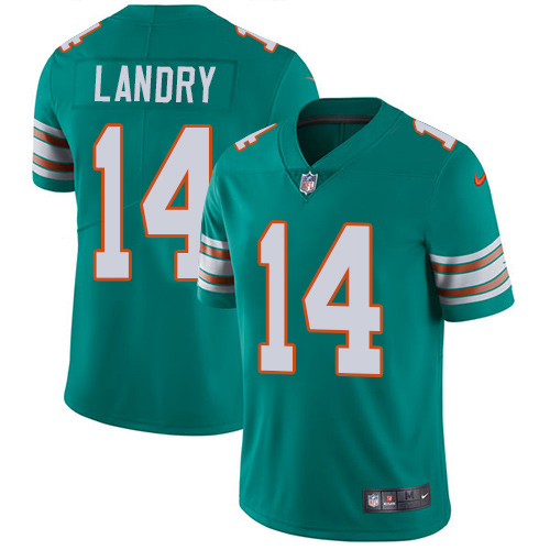 Nike Dolphins #14 Jarvis Landry Aqua Green Alternate Men's Stitched NFL Vapor Untouchable Limited Jersey