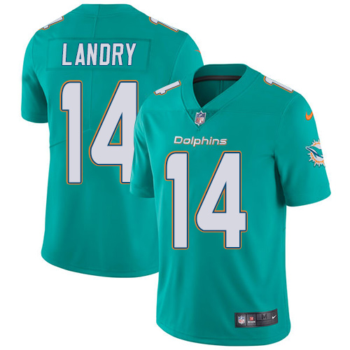 Nike Dolphins #14 Jarvis Landry Aqua Green Team Color Men's Stitched NFL Vapor Untouchable Limited Jersey