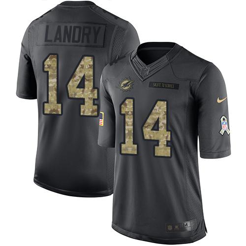 Nike Dolphins #14 Jarvis Landry Black Men's Stitched NFL Limited 2016 Salute to Service Jersey