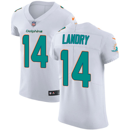 Nike Dolphins #14 Jarvis Landry White Men's Stitched NFL Vapor Untouchable Elite Jersey