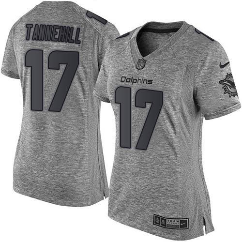 Nike Dolphins #17 Ryan Tannehill Gray Women's Stitched NFL Limited Gridiron Gray Jersey