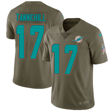 Nike Dolphins #17 Ryan Tannehill Olive Youth Stitched NFL Limited 2017 Salute to Service Jersey