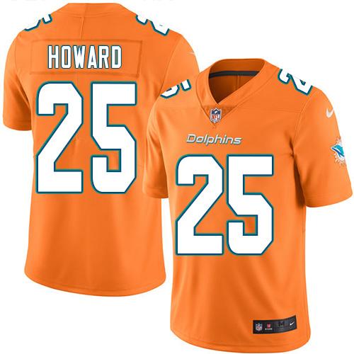 Nike Dolphins #25 Xavien Howard Orange Men's Stitched NFL Limited Rush Jersey