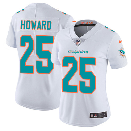 Nike Dolphins #25 Xavien Howard White Women's Stitched NFL Vapor Untouchable Limited Jersey