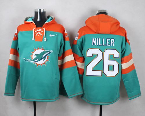 Nike Dolphins #26 Lamar Miller Aqua Green Player Pullover NFL Hoodie