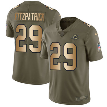 Nike Dolphins #29 Minkah Fitzpatrick Olive Gold Men's Stitched NFL Limited 2017 Salute To Service Jersey