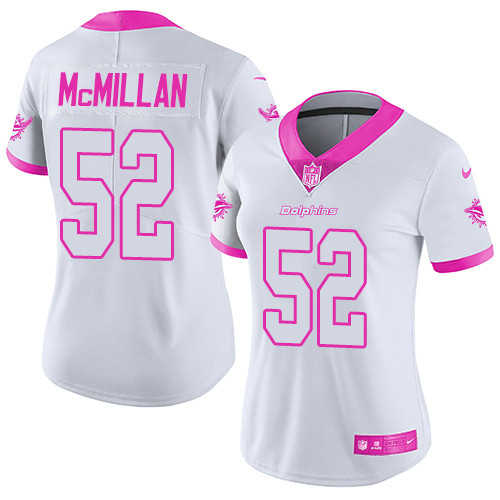 Nike Dolphins #52 Raekwon McMillan White Pink Women's Stitched NFL Limited Rush Fashion Jersey