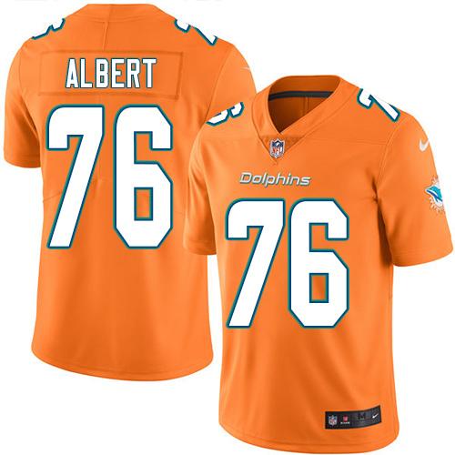 Nike Dolphins #76 Branden Albert Orange Men's Stitched NFL Limited Rush Jersey