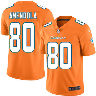 Nike Dolphins #80 Danny Amendola Orange Men's Stitched NFL Limited Rush Jersey