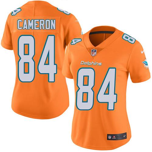 Nike Dolphins #84 Jordan Cameron Orange Women's Stitched NFL Limited Rush Jersey