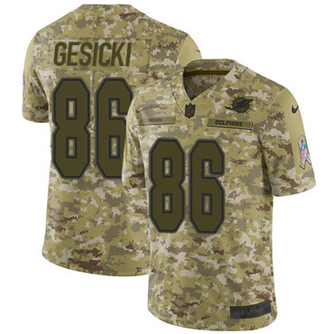 Nike Dolphins #86 Mike Gesicki Camo Men's Stitched NFL Limited 2018 Salute To Service Jersey