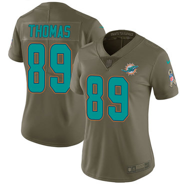Nike Dolphins #89 Julius Thomas Olive Women's Stitched NFL Limited 2017 Salute to Service Jersey