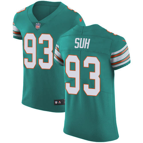 Nike Dolphins #93 Ndamukong Suh Aqua Green Alternate Men's Stitched NFL Vapor Untouchable Elite Jersey