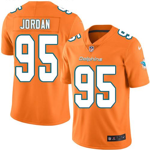 Nike Dolphins #95 Dion Jordan Orange Men's Stitched NFL Limited Rush Jersey