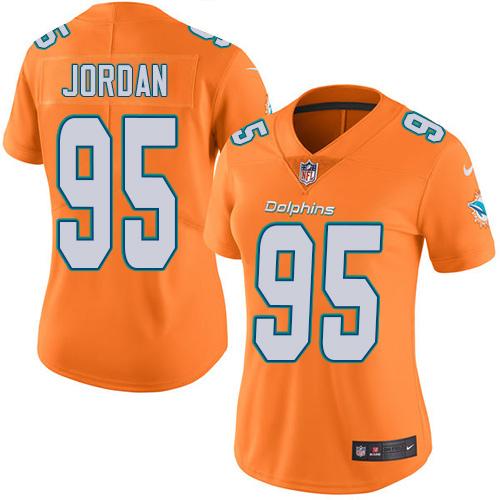 Nike Dolphins #95 Dion Jordan Orange Women's Stitched NFL Limited Rush Jersey