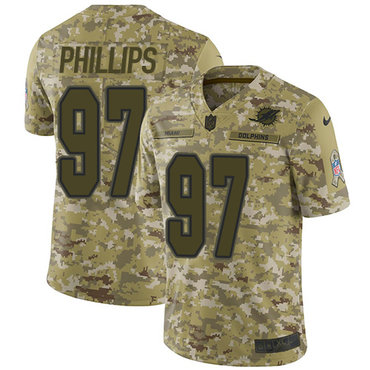 Nike Dolphins #97 Jordan Phillips Camo Men's Stitched NFL Limited 2018 Salute To Service Jersey