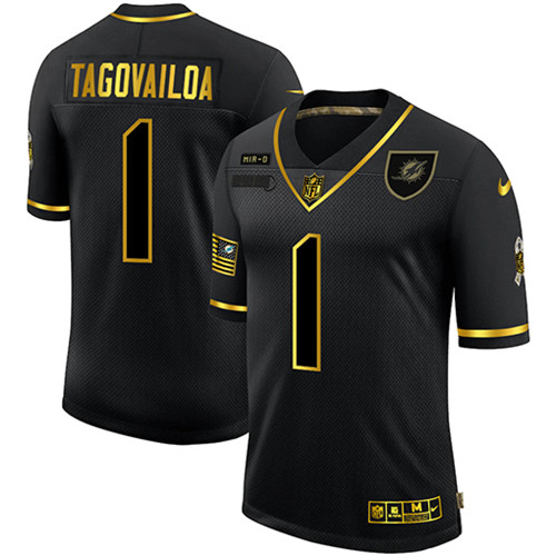 Nike Dolphins 1 Tua Tagovailoa Black Gold 2020 Salute To Service Limited Jersey